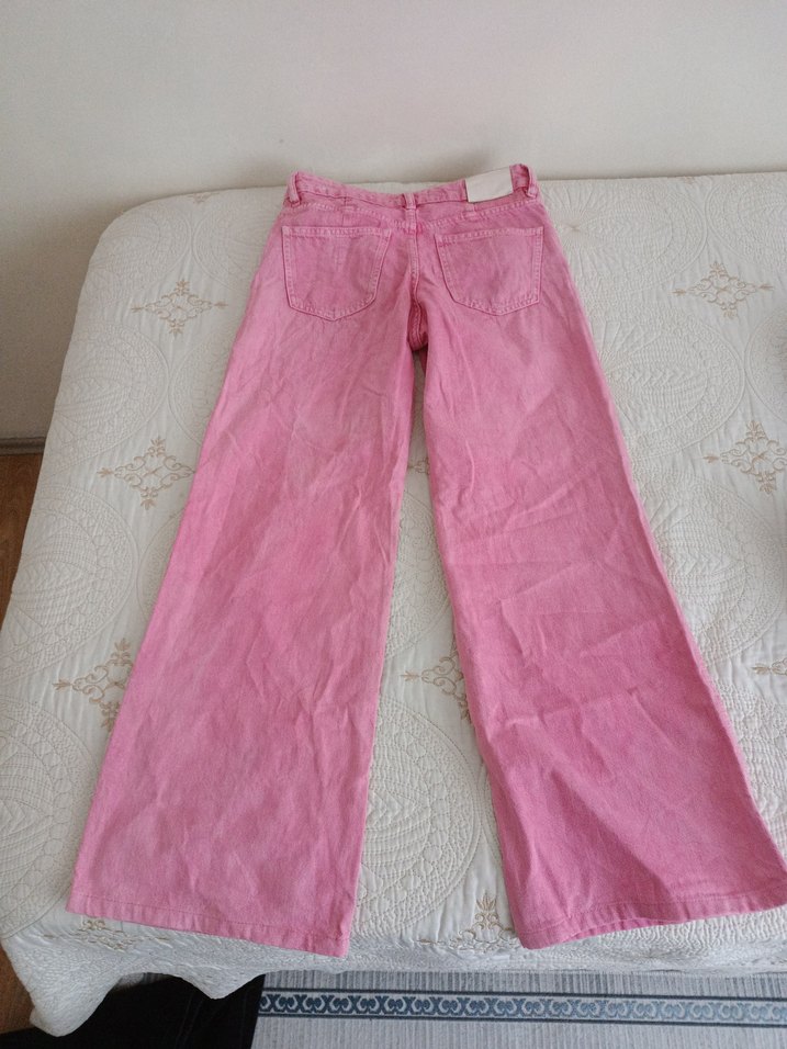 MNG Düğmeli Pembe Kadın Denim Pantolon - Görsel 5