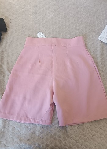 Pembe Yüksek Bel Mini Şort - Görsel 3
