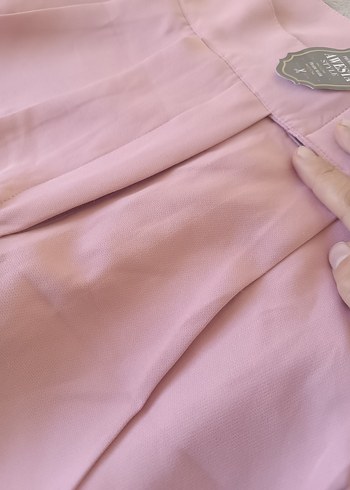 Pembe Yüksek Bel Mini Şort - Görsel 4