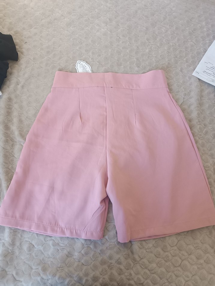 Pembe Yüksek Bel Mini Şort - Görsel 3