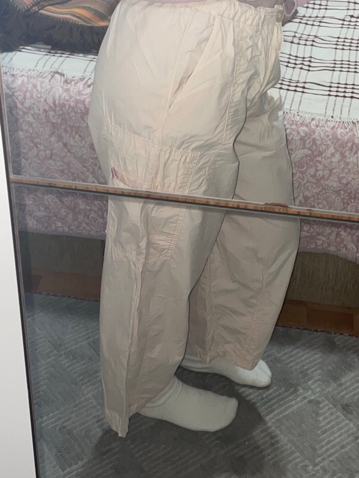 Pull and bear toz pembe kargo pantolon - Görsel 3