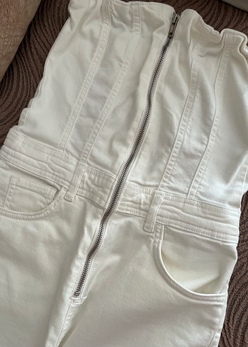 Beyaz renkli Midi Boy Regular Fit Kadın Kot Pantolon PULL&BEAR - Görsel 3