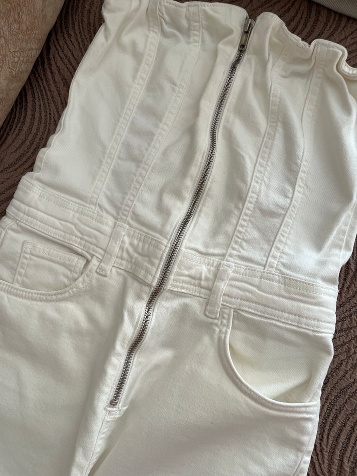 Beyaz renkli Midi Boy Regular Fit Kadın Kot Pantolon PULL&BEAR - Görsel 3