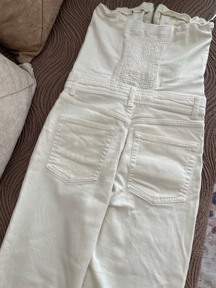 Beyaz renkli Midi Boy Regular Fit Kadın Kot Pantolon PULL&BEAR - Görsel 2