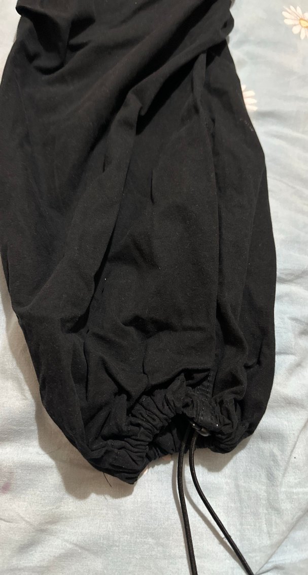 Siyah Bol Kesim Keten Kadın Pantolon - Görsel 2