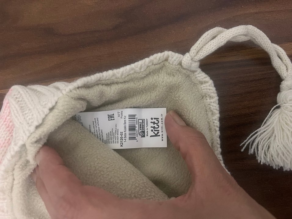 Pembe Nakışlı Örgü Çocuk Bere - Görsel 3