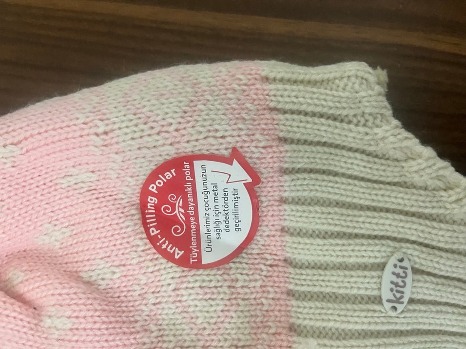 Pembe Nakışlı Örgü Çocuk Bere - Görsel 2