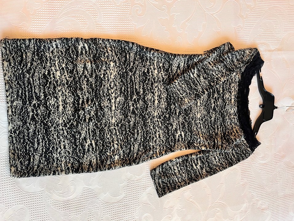 Gri Zebra Desenli Triko Midi Elbise - Görsel 3