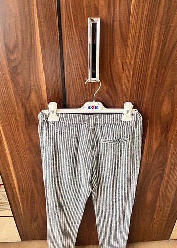 Gri Çizgili erkek çocuk Keten Pantolon - Görsel 2