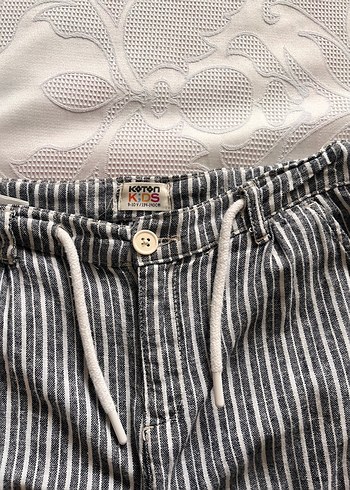 Gri Çizgili erkek çocuk Keten Pantolon - Görsel 3