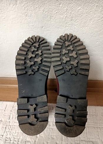 Bordo Deri Kadın Bot -bacıklı, Kalın Topuklu - Görsel 4