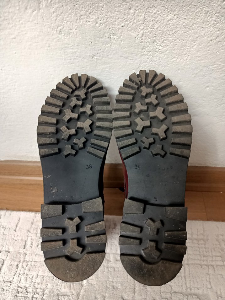 Bordo Deri Kadın Bot -bacıklı, Kalın Topuklu - Görsel 4