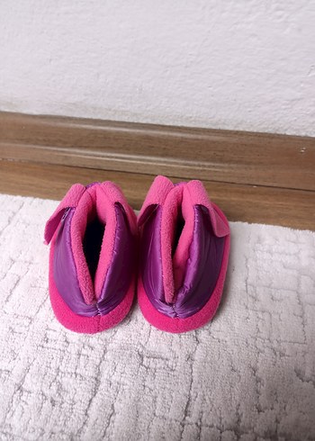 Kız Çocuk Mor Nakışlı Sıcak Panduf Velcro - Görsel 3