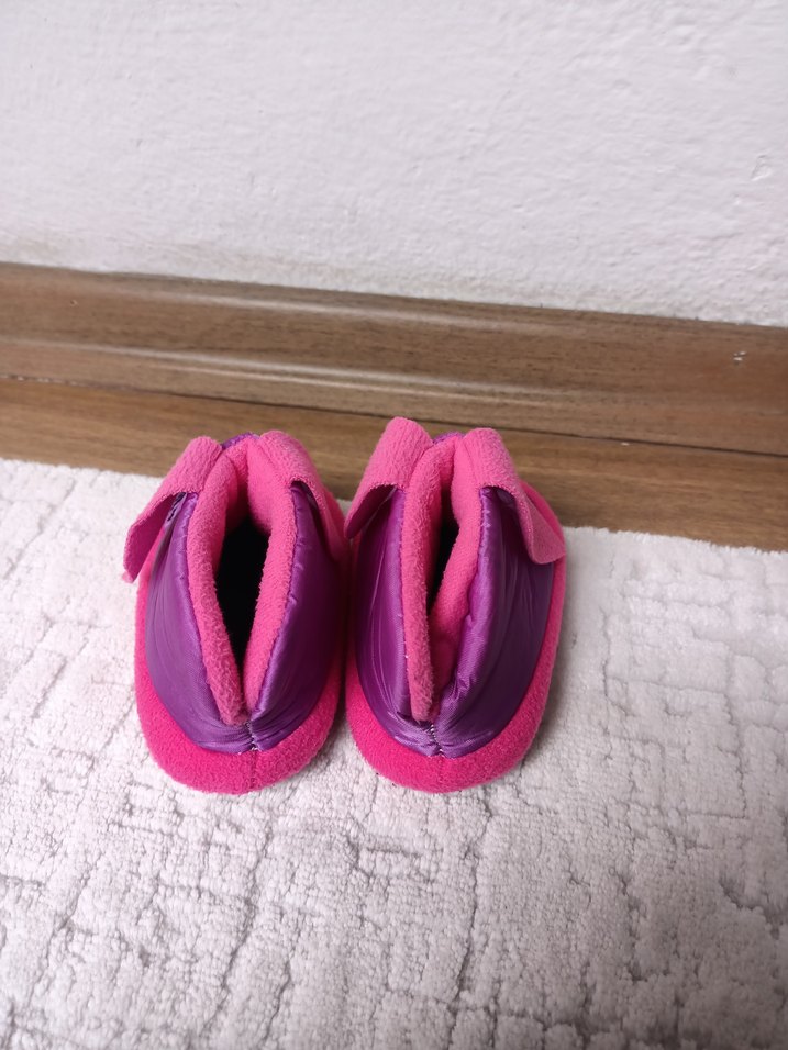 Kız Çocuk Mor Nakışlı Sıcak Panduf Velcro - Görsel 3