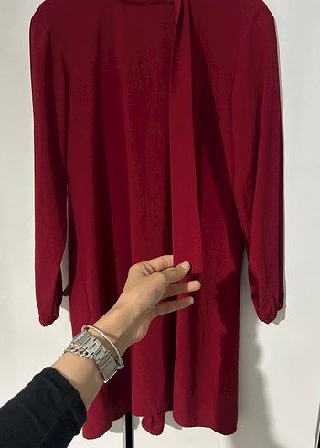 m Beden Bordo krep kumaşlı tunik