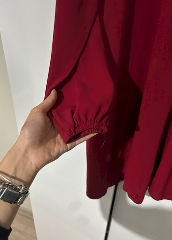 Bordo krep kumaşlı tunik