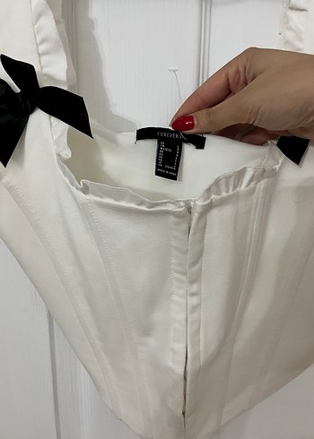 Forever 21 Fiyonklu Beyaz Straplez Büstiyer