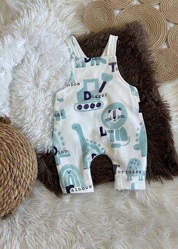 Beyaz Desenli Askısız Bebek Tulum - Görsel 2