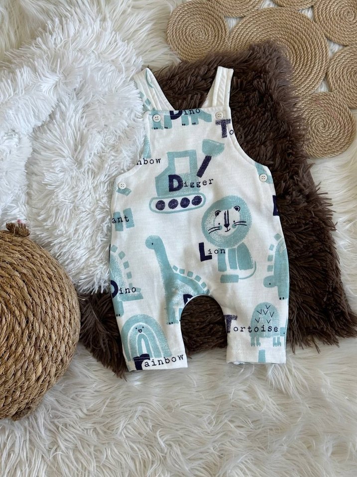 Beyaz Desenli Askısız Bebek Tulum - Görsel 2