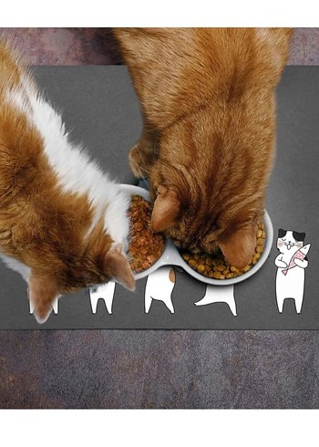 Gri Kedi Mama Altlığı - Görsel 3