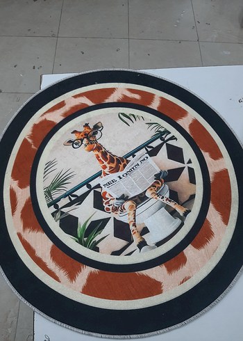 Renkli Zürafa Desenli Yuvarlak banyo paspası - Görsel 4