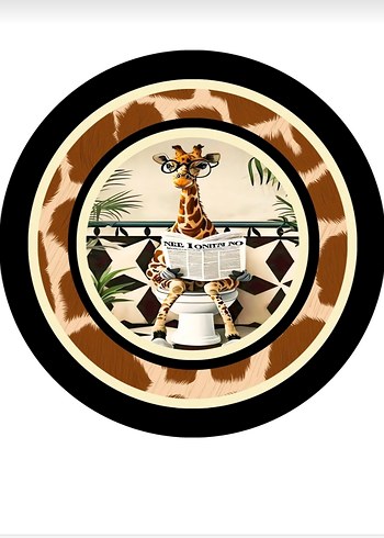 Renkli Zürafa Desenli Yuvarlak banyo paspası - Görsel 5