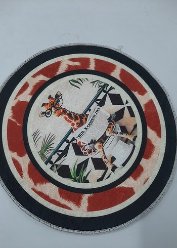 Renkli Zürafa Desenli Yuvarlak banyo paspası - Görsel 3