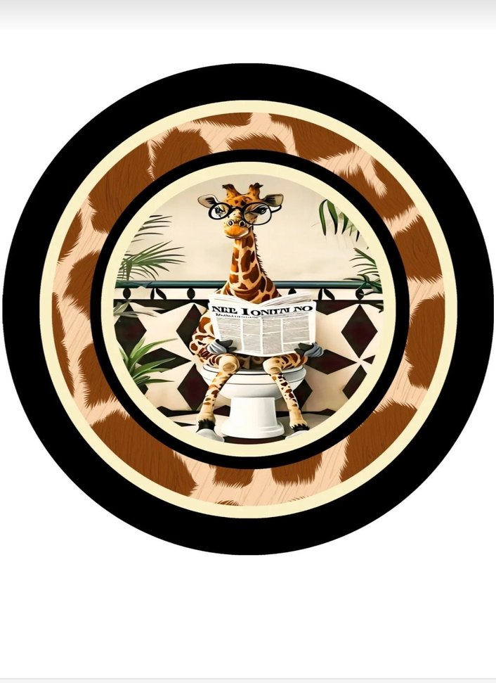 Renkli Zürafa Desenli Yuvarlak banyo paspası - Görsel 5