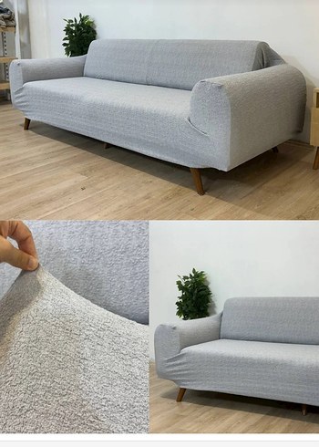 3lü bukle Jakarlı pamuk koltuk örtüsü - Görsel 2