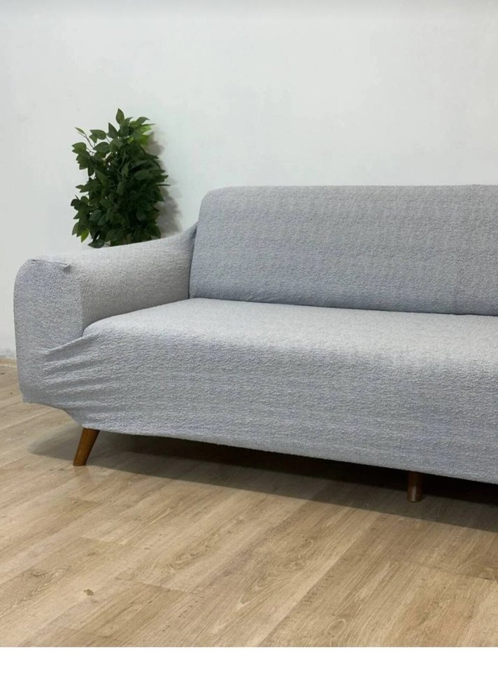 3lü bukle Jakarlı pamuk koltuk örtüsü - Görsel 5