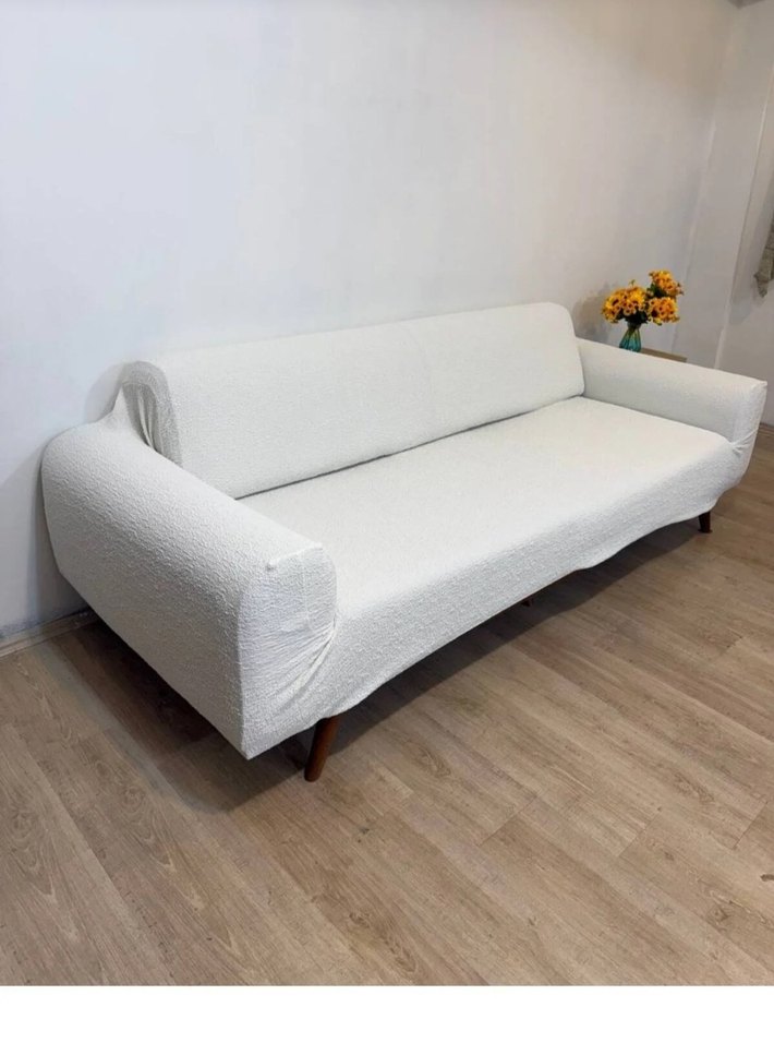 3lü bukle Jakarlı pamuk Modern Düz Desen Koltuk Örtüsü - Görsel 4