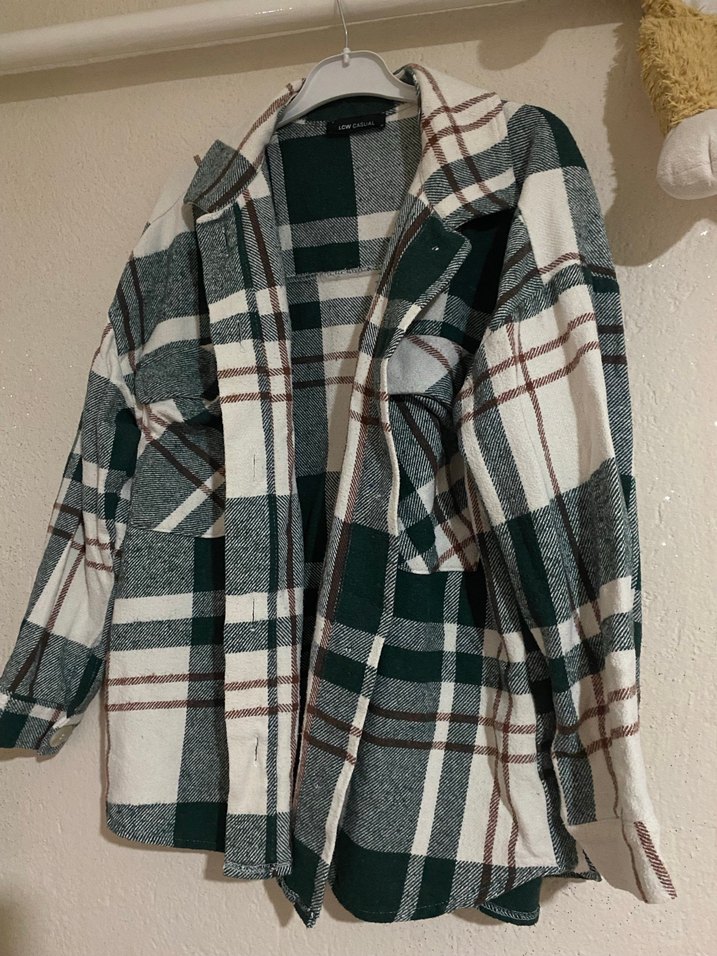 Gri Kareli Düğmeli Kadın Gömlek - Görsel 3