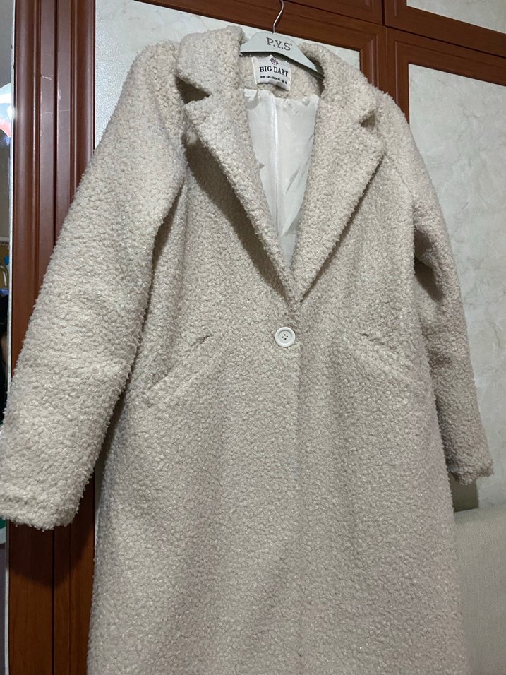 Bej Midi Düğmeli Kadın Kaban - Görsel 4