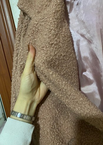 Düğmeli pembe Midi Kadın Kaban - Görsel 5