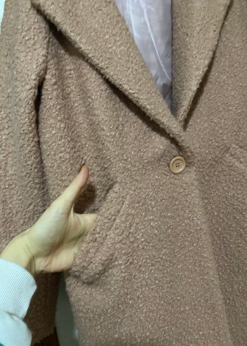 Düğmeli pembe Midi Kadın Kaban - Görsel 6