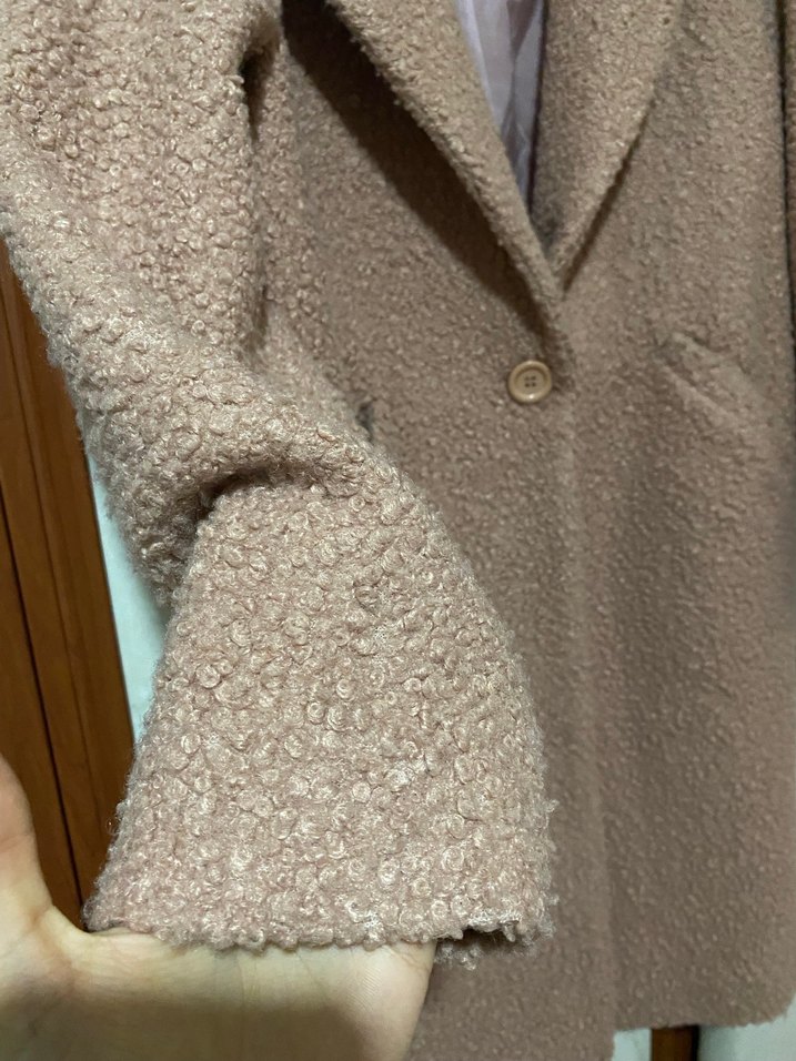 Düğmeli pembe Midi Kadın Kaban - Görsel 3