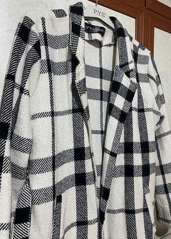 Gri Ekose Uzun Kadın Kaban - Görsel 2