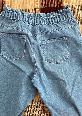 Düğmeli Mavi Kadın Denim Pantolon - Görsel 3