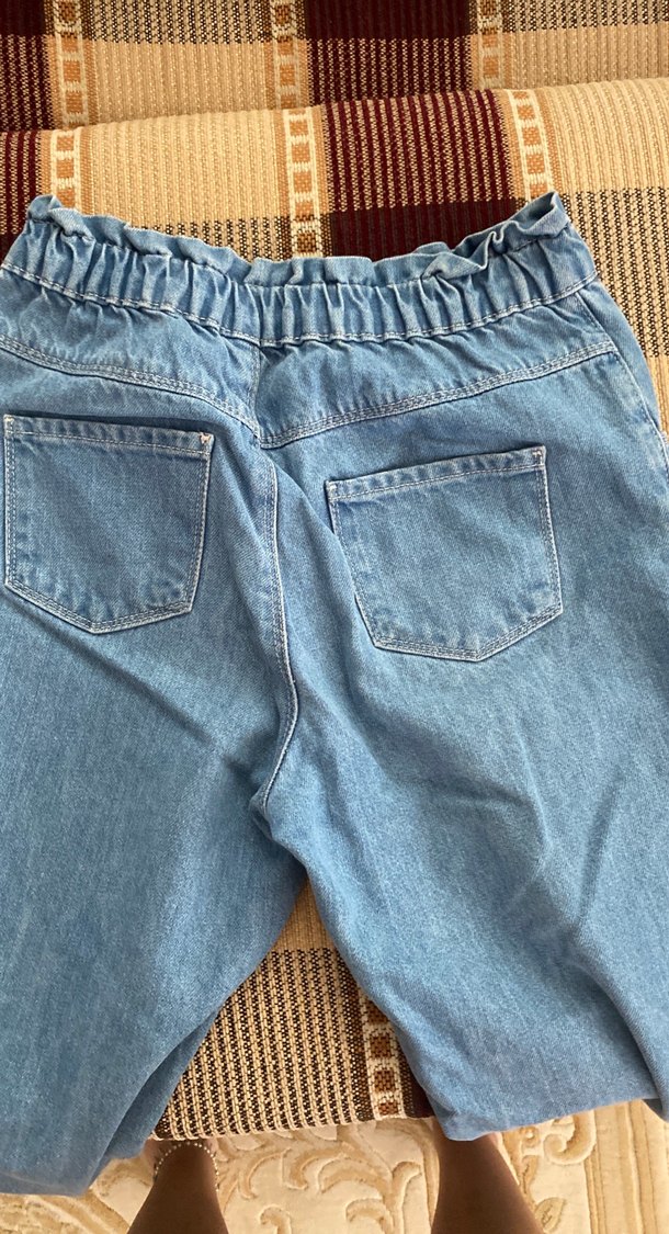 Düğmeli Mavi Kadın Denim Pantolon - Görsel 3