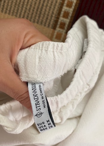 Kadın Beyaz Keten Salaş Pantolon - Görsel 3