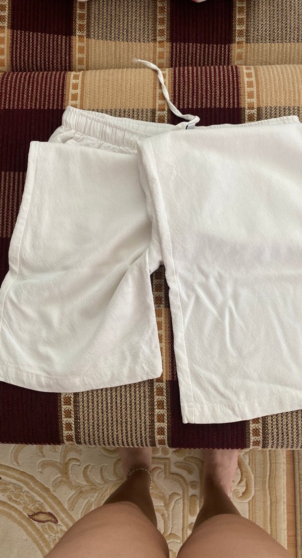 Kadın Beyaz Keten Salaş Pantolon - Görsel 2