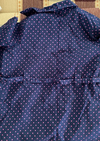 Düğmeli Lacivert Puantiyeli Hamile Kaban - Görsel 3