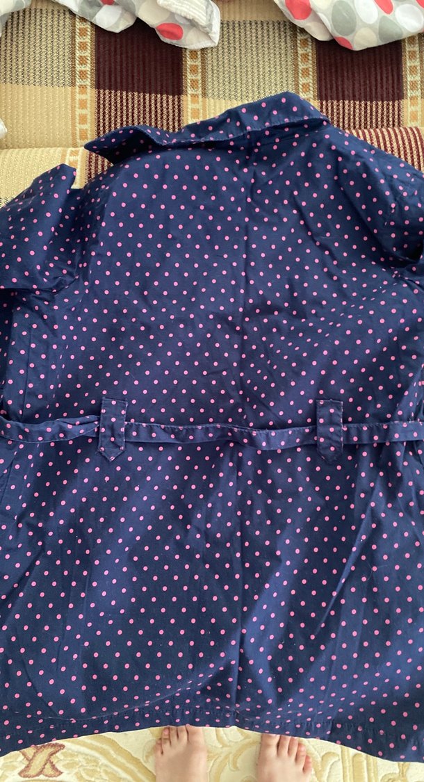 Düğmeli Lacivert Puantiyeli Hamile Kaban - Görsel 3