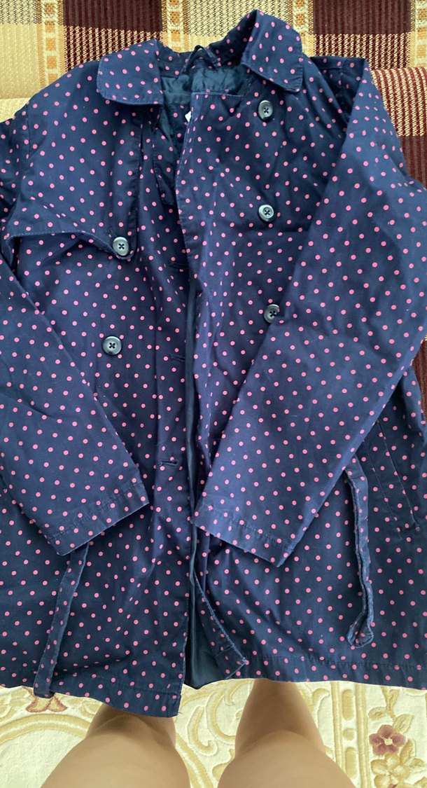 Düğmeli Lacivert Puantiyeli Hamile Kaban - Görsel 2