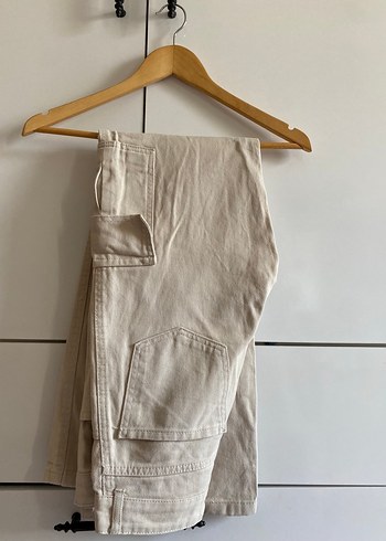Bej Keten Erkek Geniş Kesim Pantolon