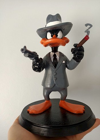 Gri Takım Elbiseli Şapkalı Ördek Figürü 20 cm - Görsel 2