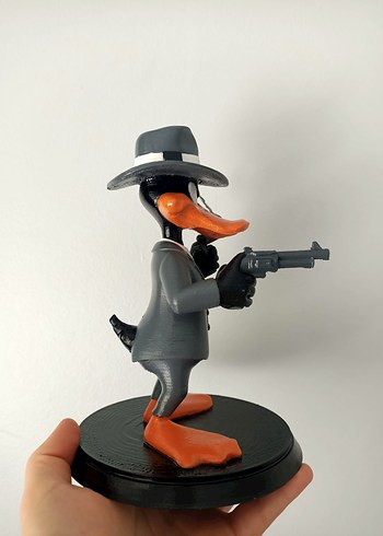 Gri Takım Elbiseli Şapkalı Ördek Figürü 20 cm - Görsel 4