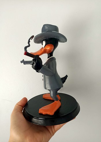 Gri Takım Elbiseli Şapkalı Ördek Figürü 20 cm - Görsel 5