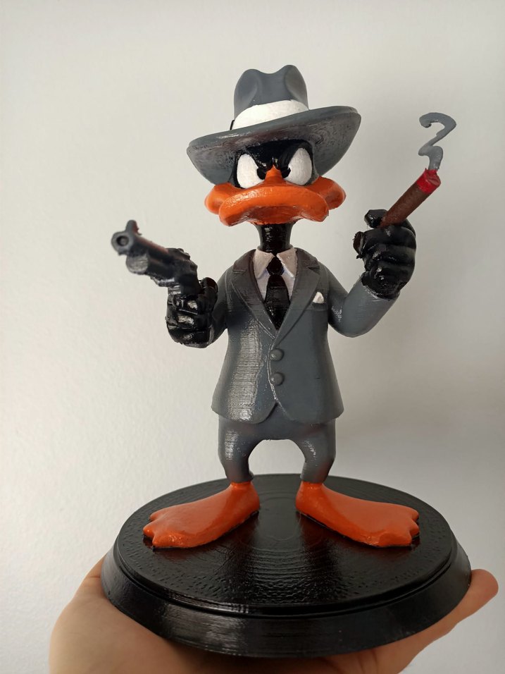 Gri Takım Elbiseli Şapkalı Ördek Figürü 20 cm - Görsel 2