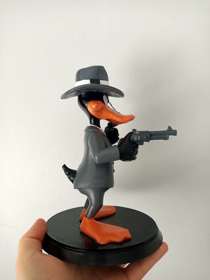 Gri Takım Elbiseli Şapkalı Ördek Figürü 20 cm - Görsel 4